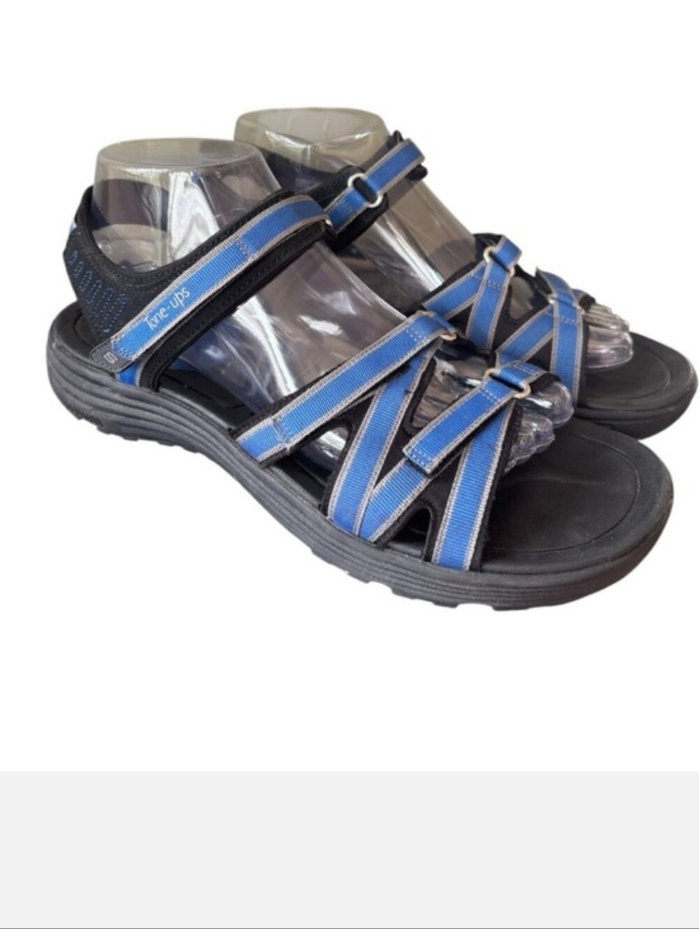 Sketchers Tone Up Sandals Black Blue Water Shoes Outdoor Hiking Size 9